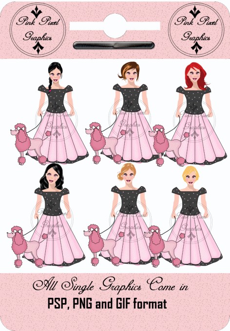 Buy 1 Get 1 Free Paris Girls And French Pink Poodles Graphics Clip Art    
