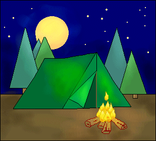 Camping Clip Art   Green Tent Night Camping Scene