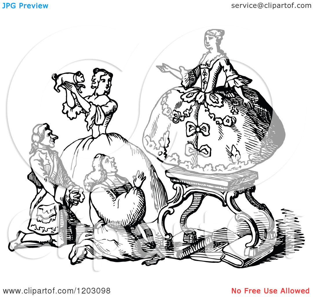 Clipart Of A Vintage Black And White British Idolatry   Royalty Free