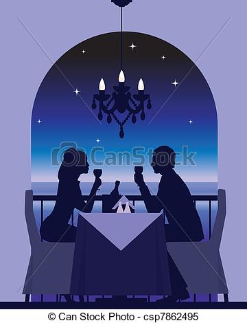Clipart Vector Of Romantic Dinner Date   An Elegant Couple Enjoying A