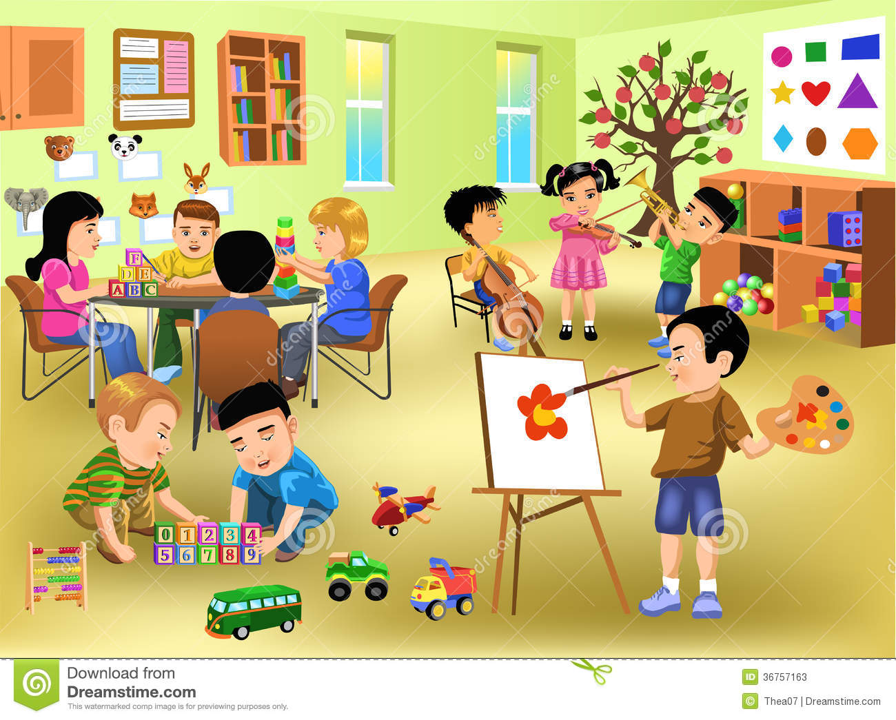 Different Activities In Kindergarten Stock Photos   Image  36757163