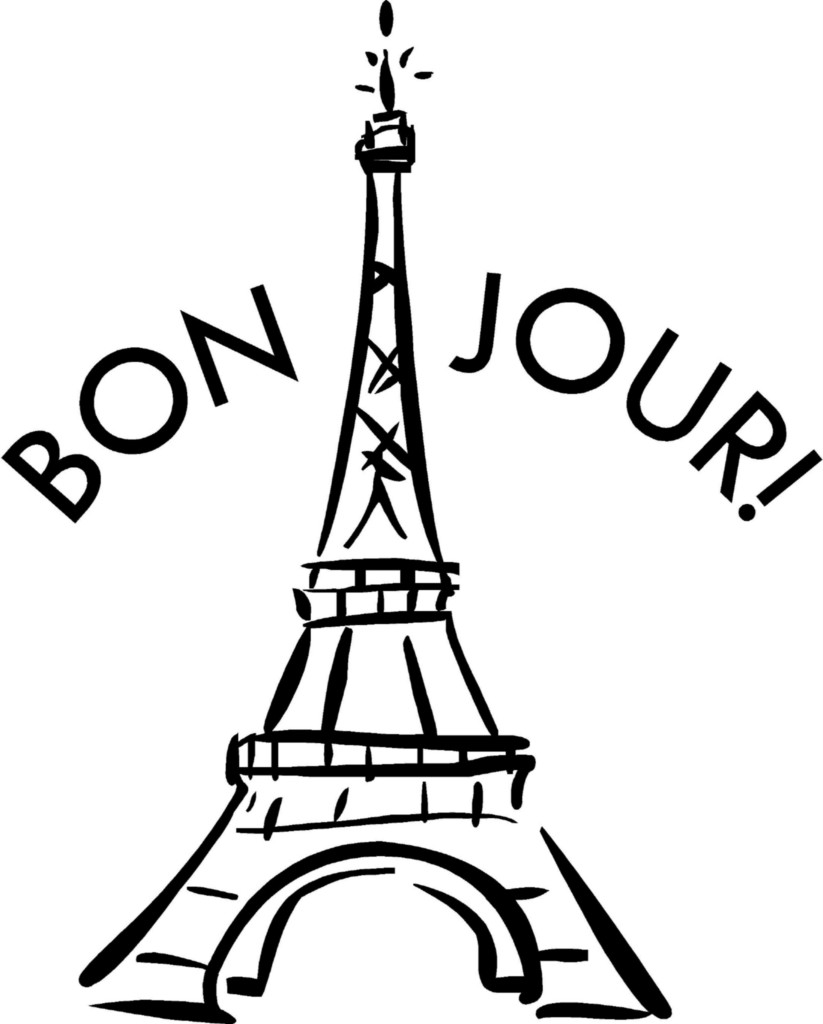 Eiffel Tower Bon Jour French Vinyl Decal Sticker Wall Lettering Teen    
