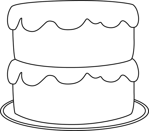 Food Clipart Black And White Cake On Plate Black White Png