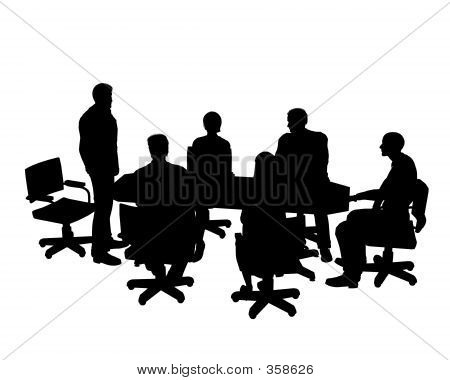 Picture Or Photo Of Staff Meeting Or Board Meeting In Sillotte Vector