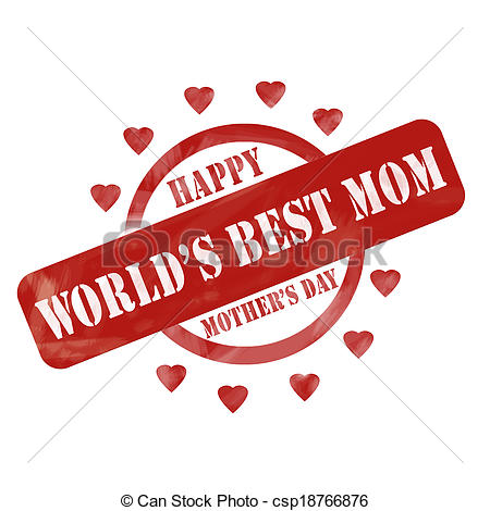 Stock Photo   Red Weathered World S Best Mom Happy Mother S Day Stamp