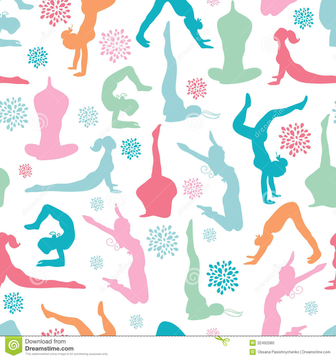 Vector Fun Workout Fitness Girls Seamless Pattern Background With Hand