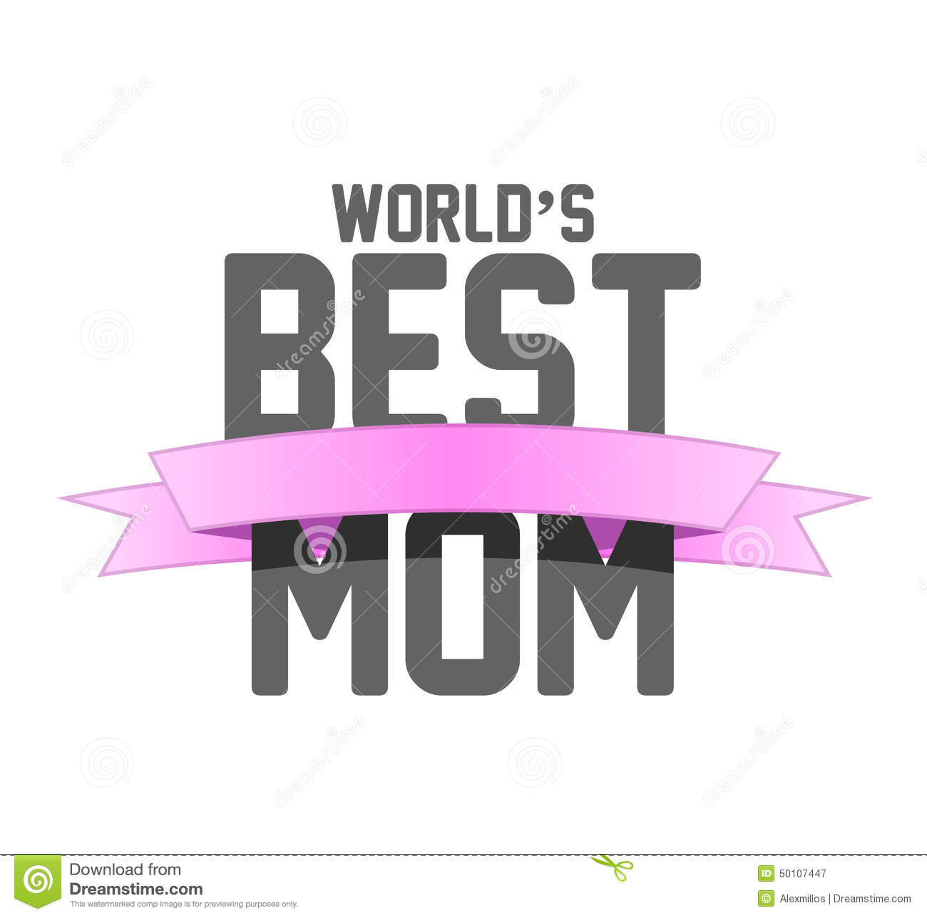 Worlds Best Mom Ribbon Sign Illustration Design Over A White