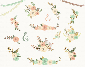 50  Off Sale Rustic Flowers Clipart   Floral Clipart   Wedding Clipart