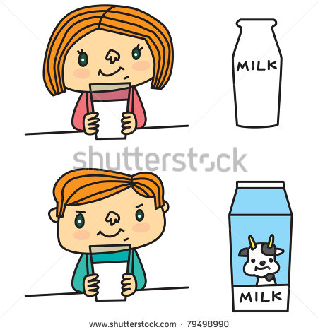 Boy And Girl Who Drinks Milk Stock Vector 79498990   Shutterstock