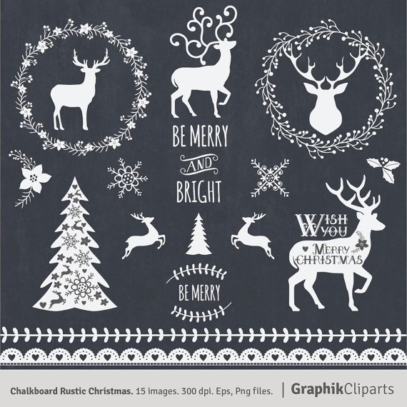 Chalkboard Rustic Christmas  Christmas Clipart  Christmas Frames    