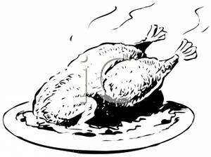 Clipart Image Of Black And White Cooked Turkey