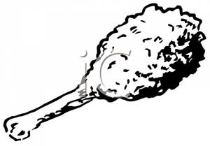 Clipart Image Of Black And White Fried Chicken Leg