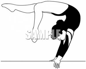 Clipart Of A Female Gymnast Bending Over Backwards On A Balance Beam