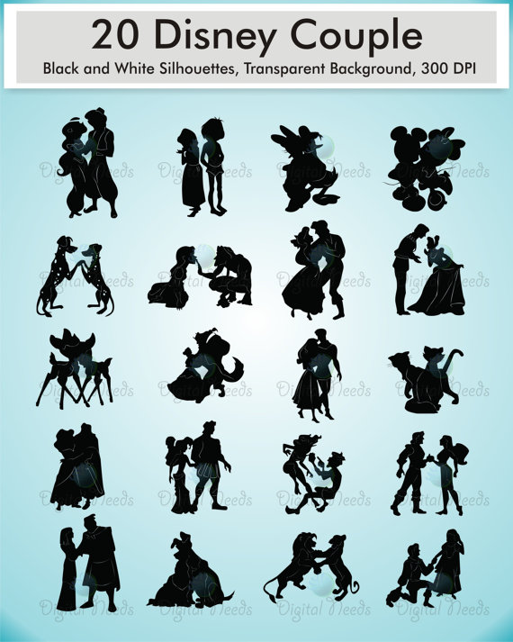 Disney Couple Silhouettes Clipart   Png Et Fichiers Sources   Disney    