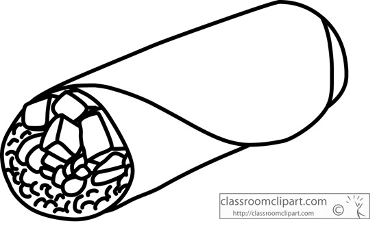 Food   Cheese Beef Burrito Outline   Classroom Clipart