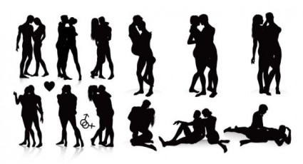 Male And Female Black And White Silhouette Vector Free Vector In    