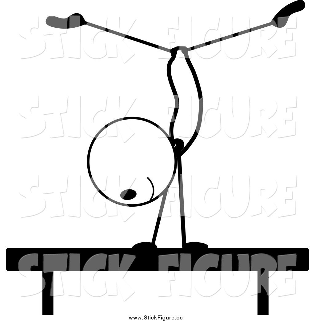     Of A Black And White Stick Gymnast On The Balance Beam By Pams Clipart