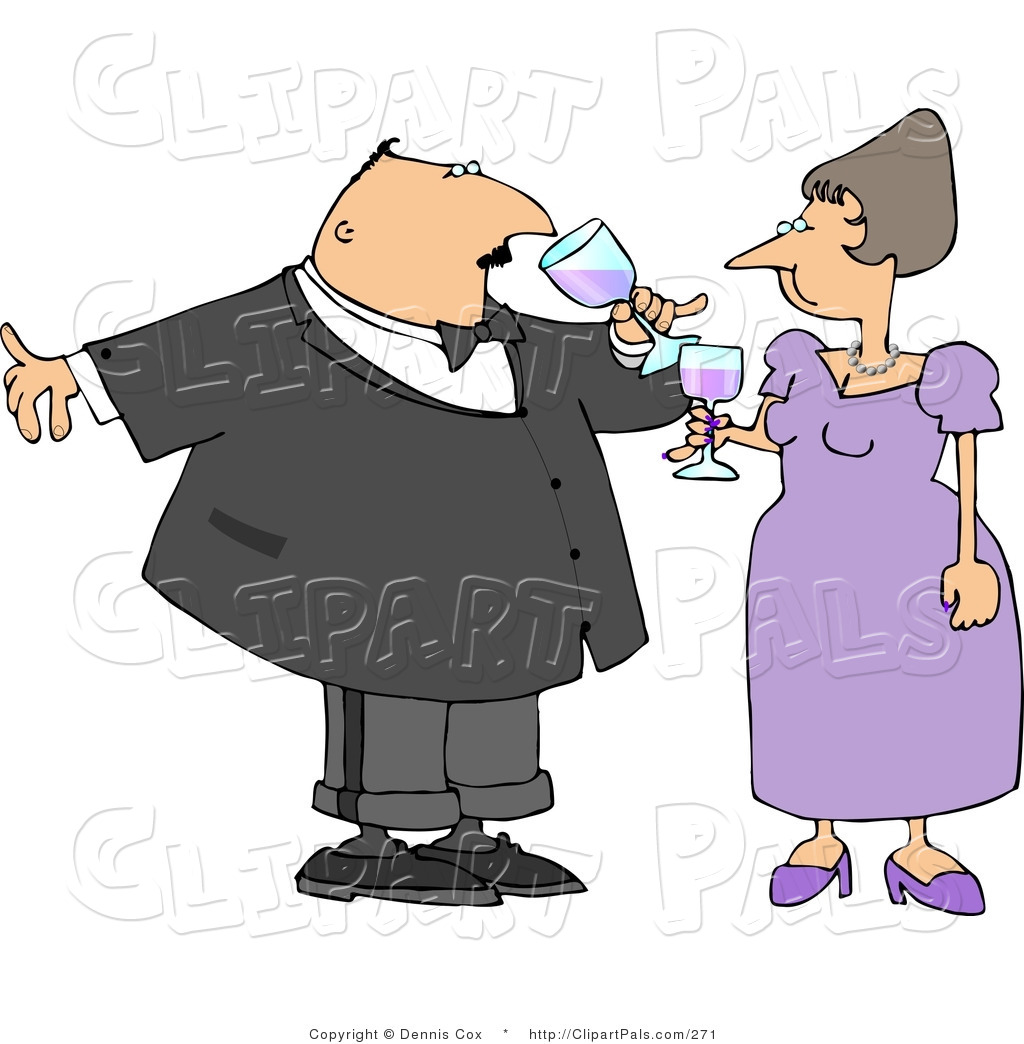 Pal Clipart Of A Husband And Wife Toasting Wine At A Party By Djart