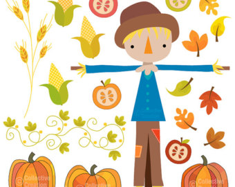 Pumpkin Scarecrow Clip Art Clipart Set   Personal And Commercial Use