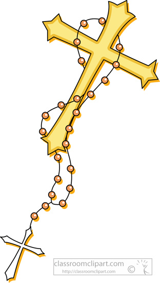 Religion   Rosary Beads With A Gold Cross   Classroom Clipart