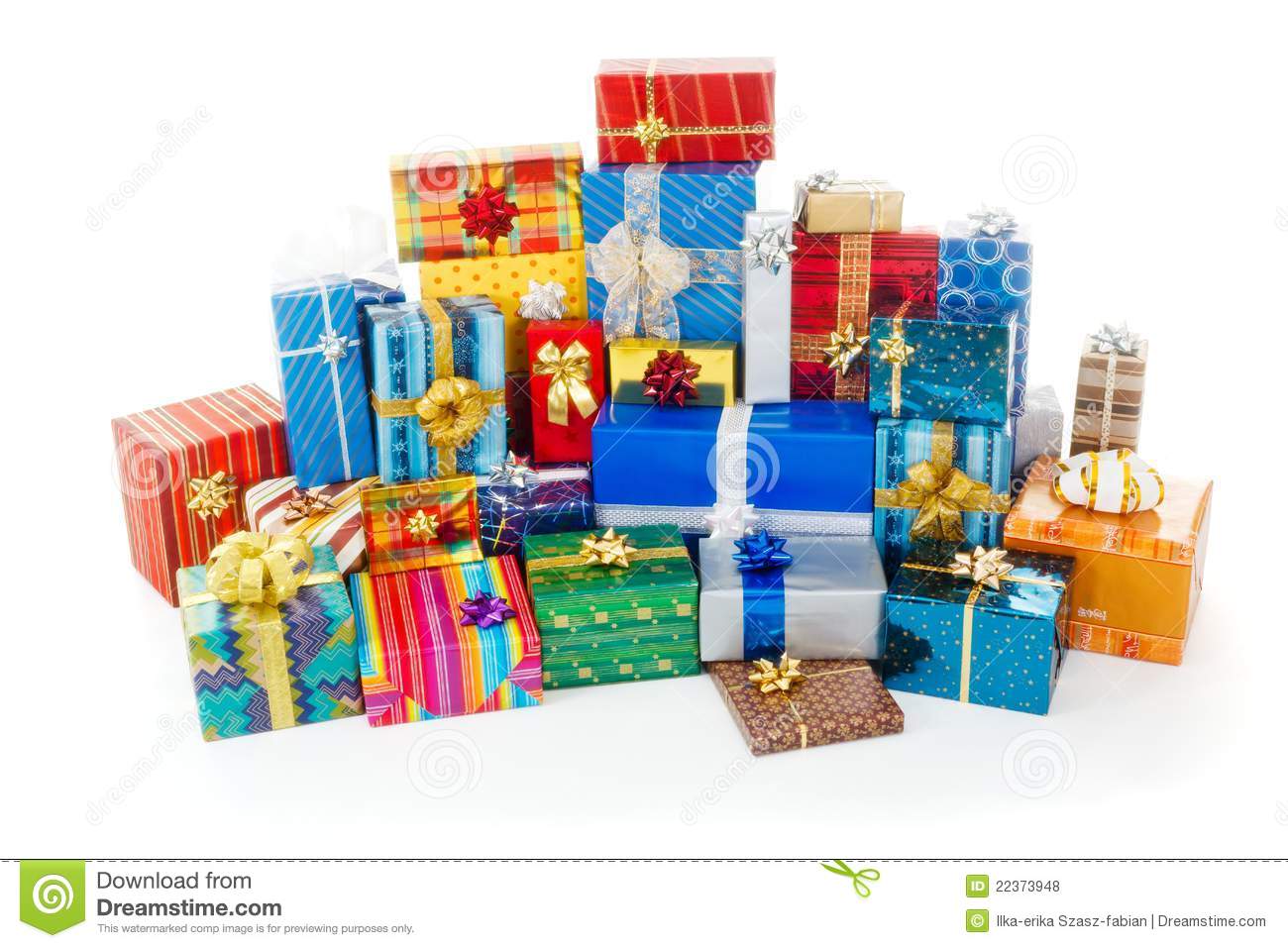 Stack Of Colorful Christmas Presents Royalty Free Stock Photos   Image