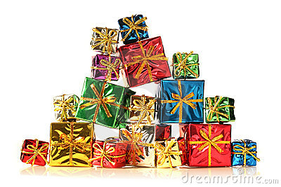 Stack Of Shiny Presents Royalty Free Stock Photography   Image