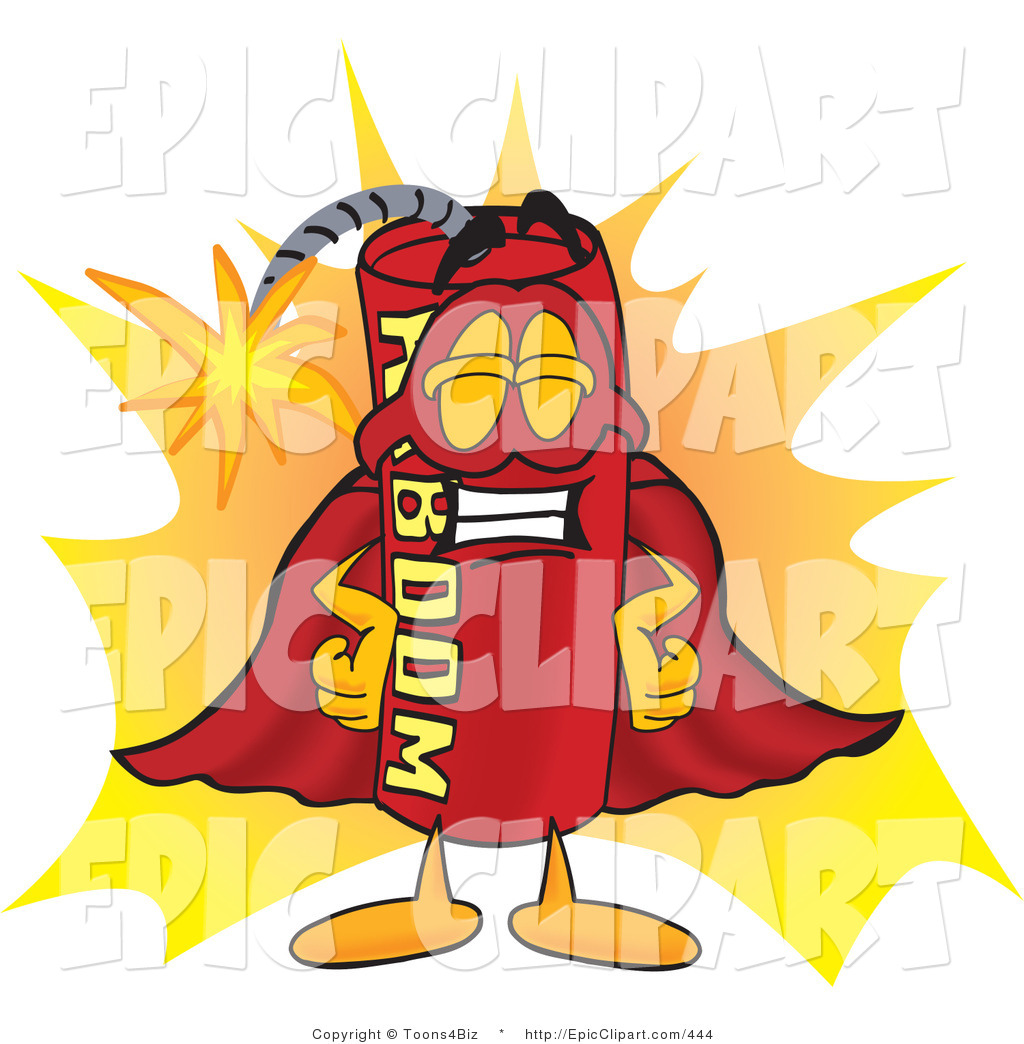 Stick Of Dynamite Mascot Cartoon Character Dressed As A Super Hero