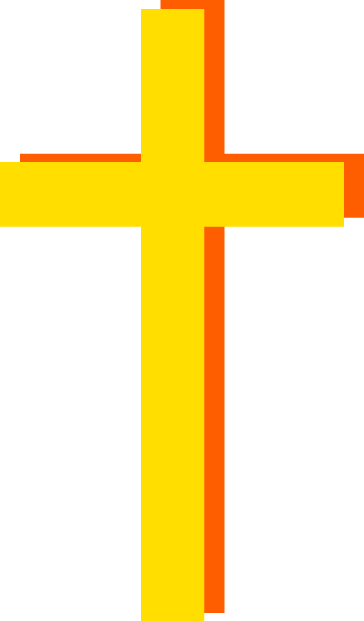 This Is An Image Of A Gold Cross  It Is In Front Of An Orange Cross