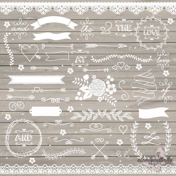 Wedding Clipart Rustic Clipart Shabby Chic Wedding Lace Clipart    