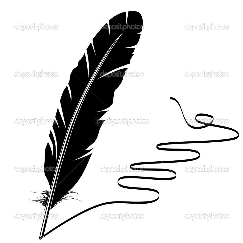 Black And White Feather And Flourish   Stock Vector   Nurrka