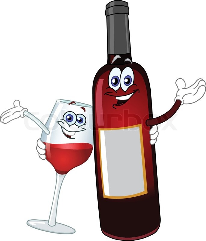 Bottle Of Wine And A Glass Hugging Each Other   Vector   Colourbox