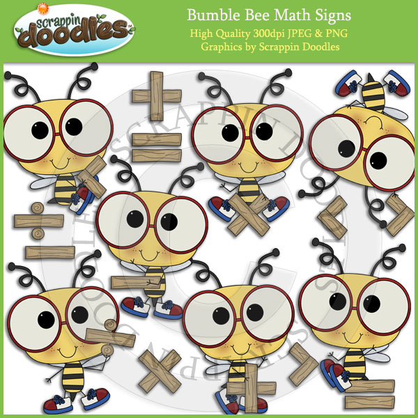 Bumble Bee Math Signs Clip Art    2 00   Scrappin Doodles Creative