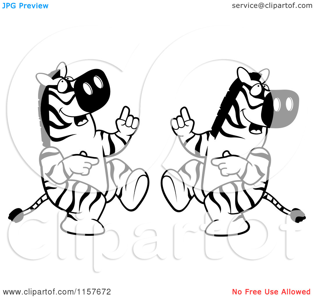 Cartoon Clipart Of A Black And White Dancing Zebra Couple   Vector