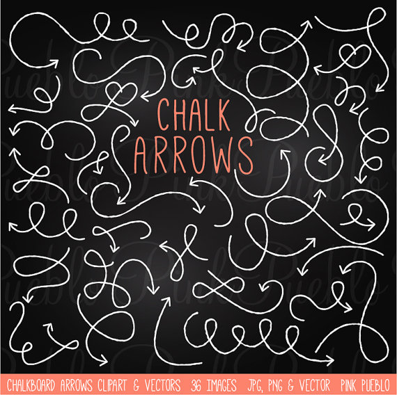 Chalkboard Arrow Clip Art Clipart Chalk Doodle Curved Arrow Clipart