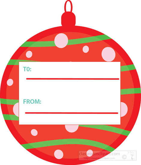 Christmas Clipart   Christmas Ornament Shaped Gift Tag   Classroom