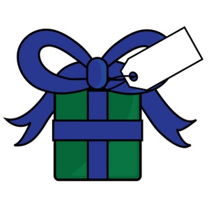 Clip Art Image   Christmas Gift Or Christmas Present With Gift Tag