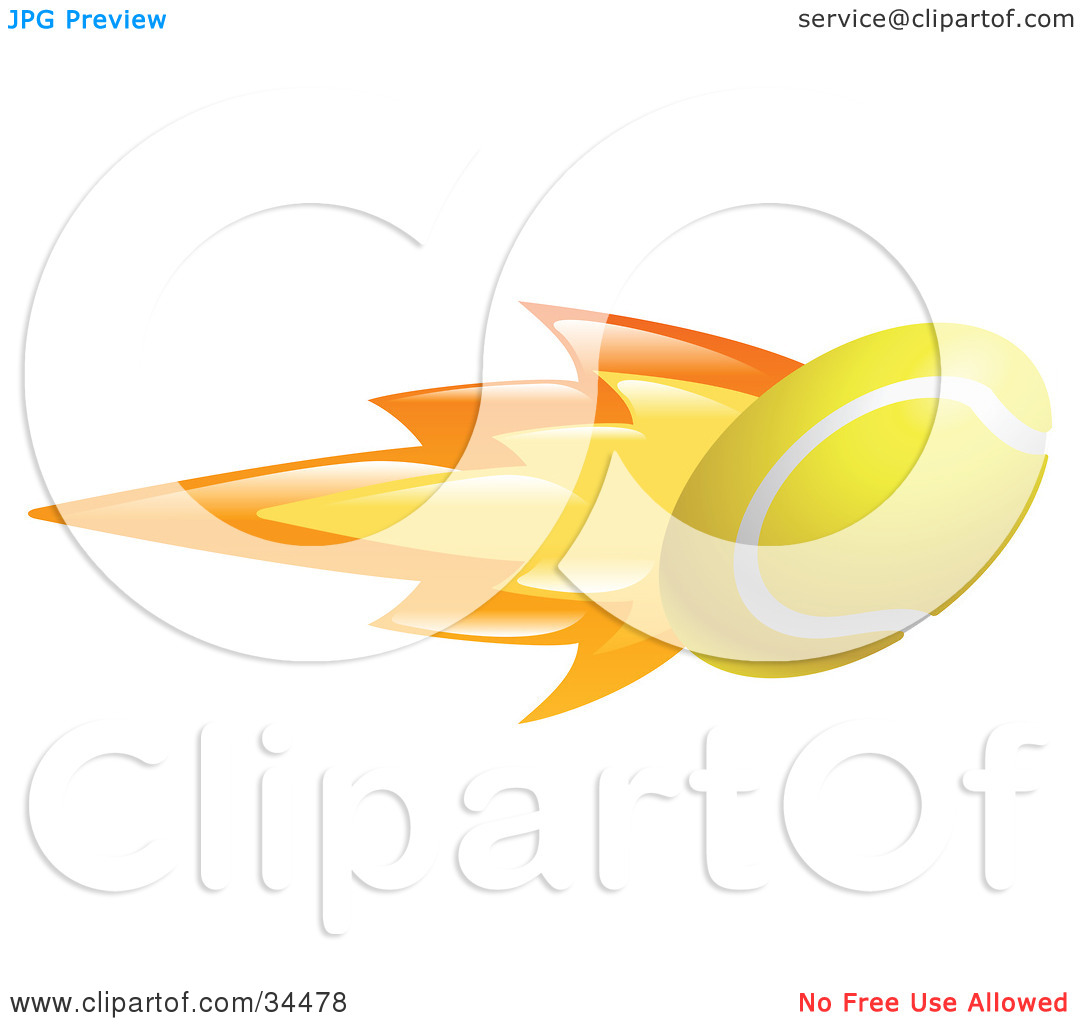 Clipart Illustration Of A Flaming Tennis Ball Flying Past By Geo