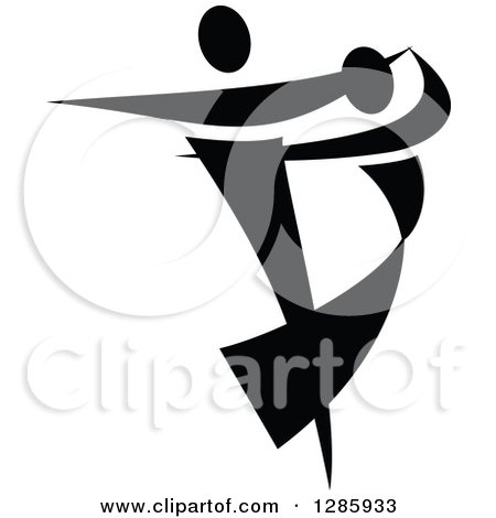 Clipart Of A Black And White Ribbon Couple Dancing   Royalty Free