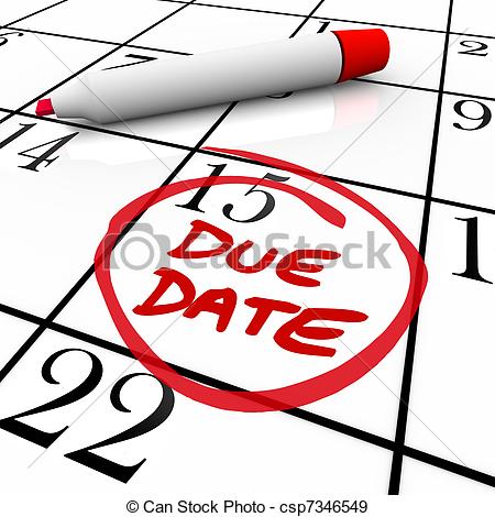Due Date Calendar Circled For Pregnancy Or Project Completion