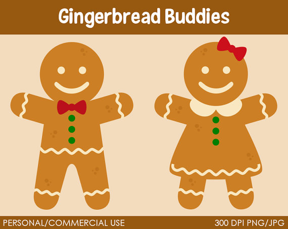 Gingerbread Buddies Clipart   Digital Clip Art Graphics For Personal