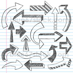 Hand Drawn Abstract Sketchy Arrow Doodle Drawing Vector Illustration