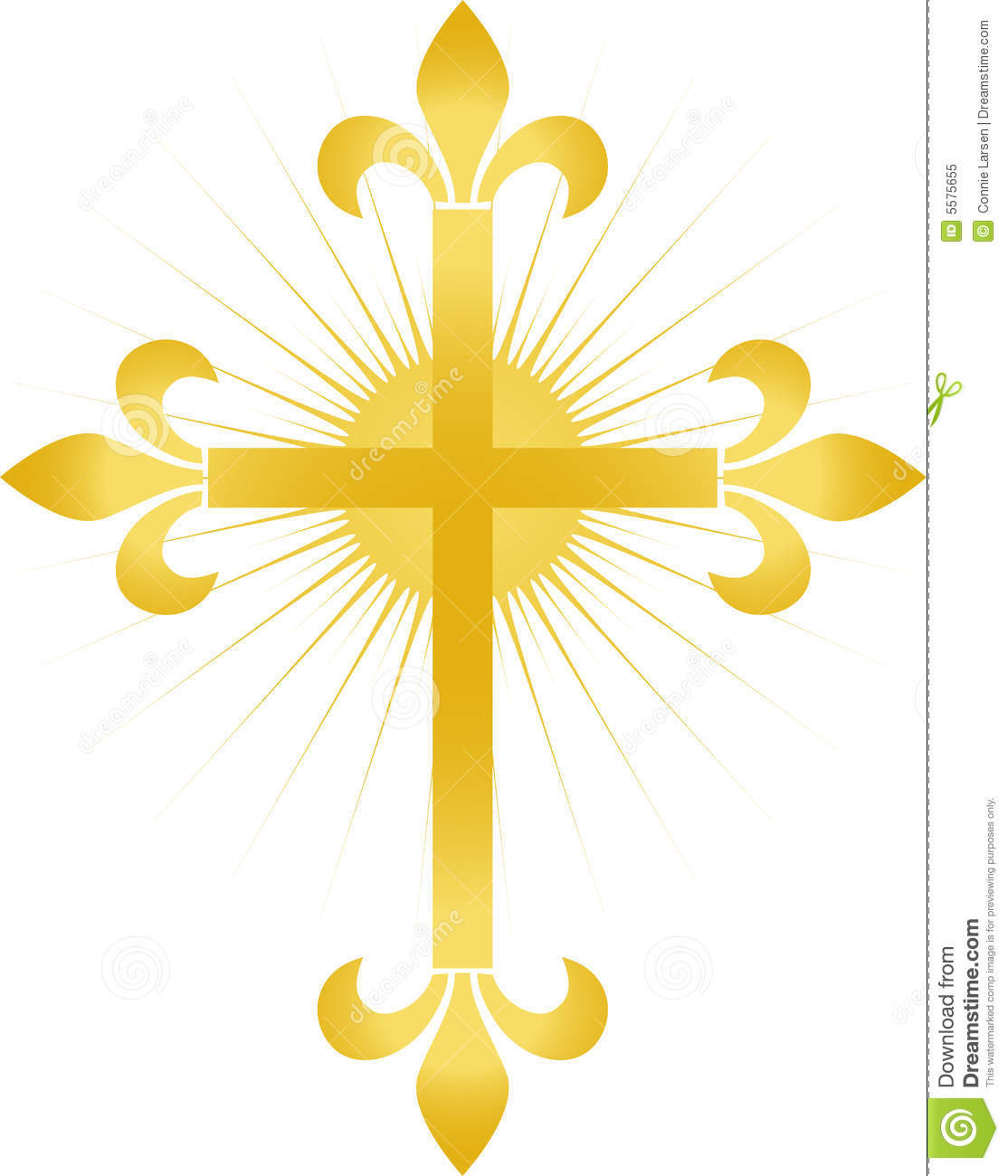 Illustration Of An Ornate Golden Cross With Fleur De Lis Details