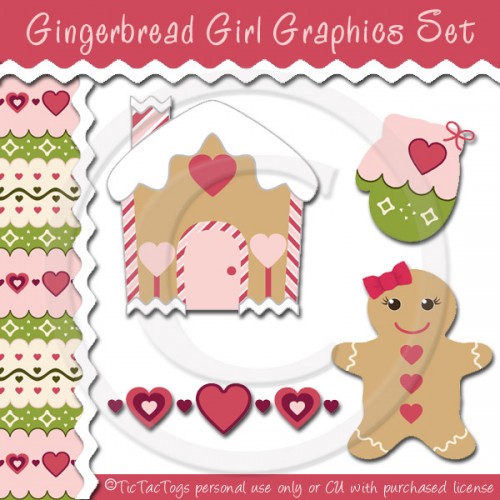 M2mg Gingerbread Girl Graphics Clipart Set Scrapbooking   Tictactogs