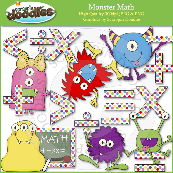 Monster Math Clip Art Download    2 00   Scrappin Doodles Creative
