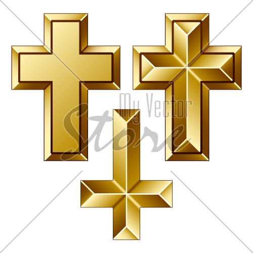 My Vector Store  Vector Massive Golden Christian Crosses  Illustration