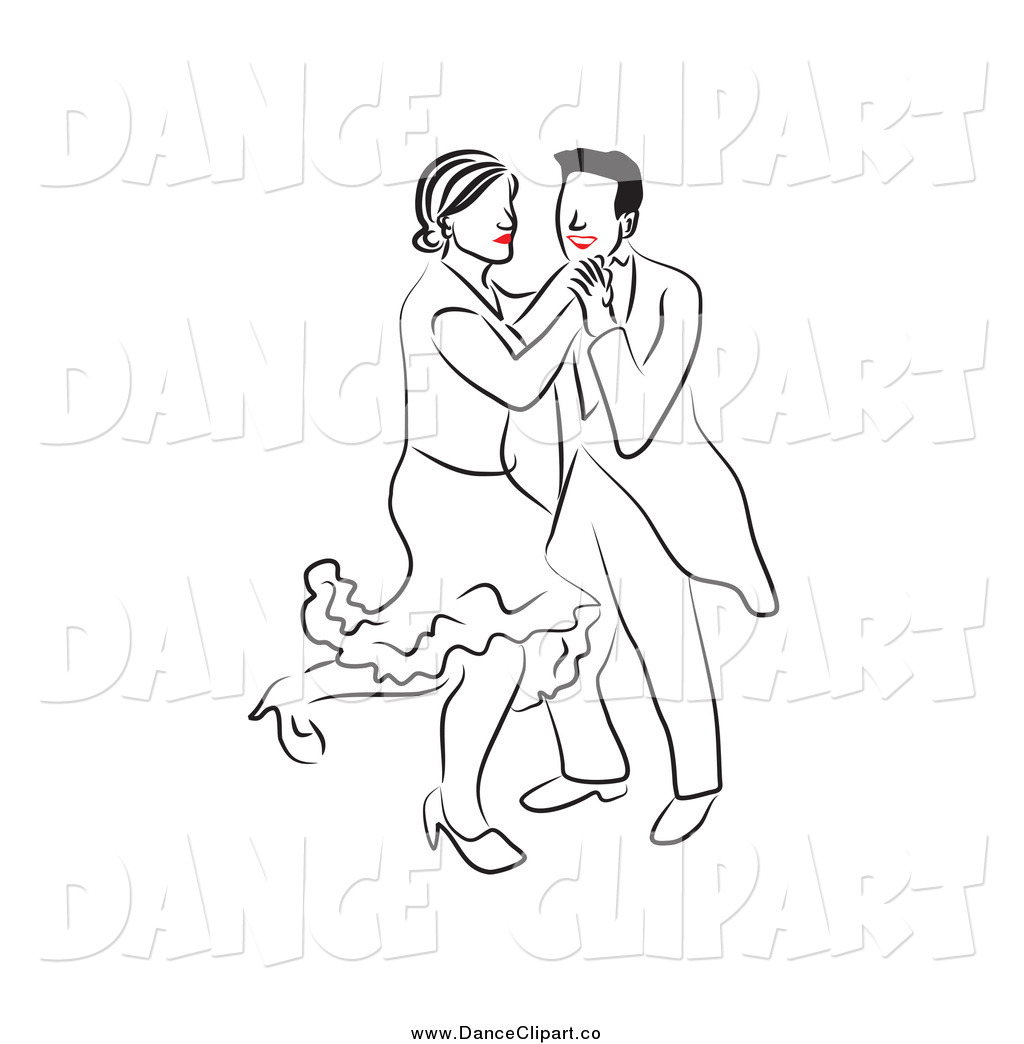 Of A Black And White Dancing Line Art Couple With Red Lips By Prawny