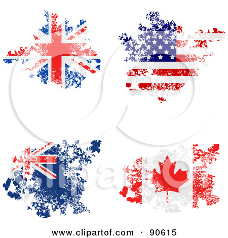 Of Grungy Distressed Union Jack America Australian And Canadian Flags