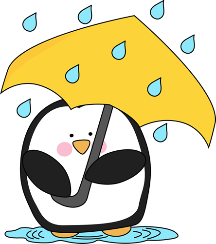Penguin In The Rain Clip Art Image   Cute Penguin Standing In A Rain