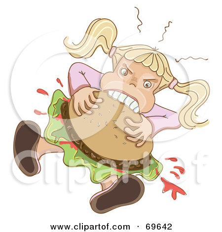 Royalty Free  Rf  Clipart Illustration Of A Hungry Blond Girl Shoving