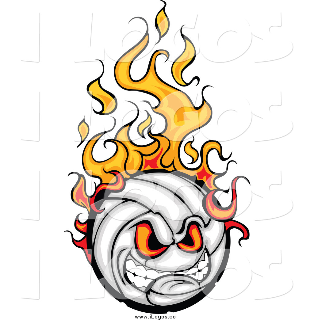 Vector Clipart Of A Tough Flaming Volleyball Ball Logo By Chromaco
